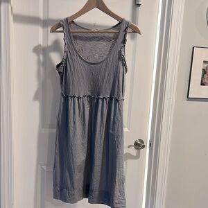 J Crew gray tank ruffled cotton sleeveless Dress Small